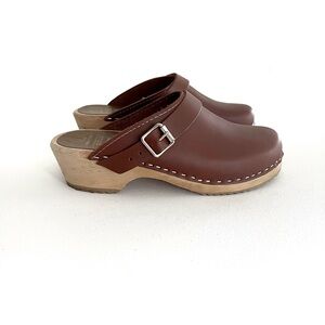 MIA Alma Swedish Clogs in Luggage Leather Size 37